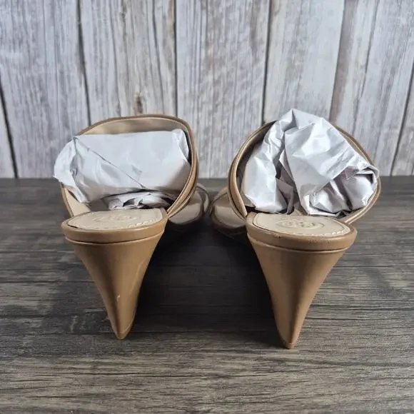 Tory Burch GIGI 65mm Wedge Royal Tan Leather Sandals Open Toe Women's Sz 11 M - Picture 4 of 9